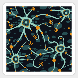 neural network - black and light green pattern Sticker